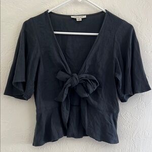 Abercrombie & Fitch Black Tie-Front Top
